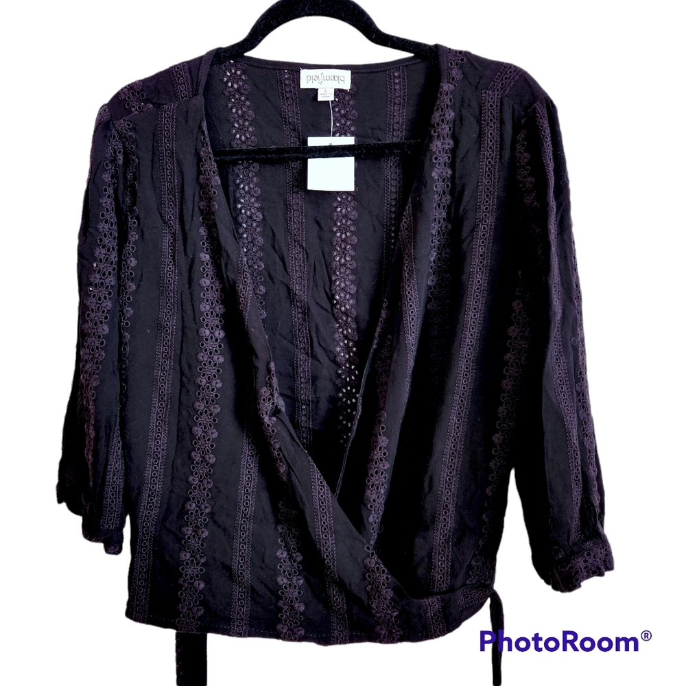 Bloomfield Black Wrap Blouse / L / NWT